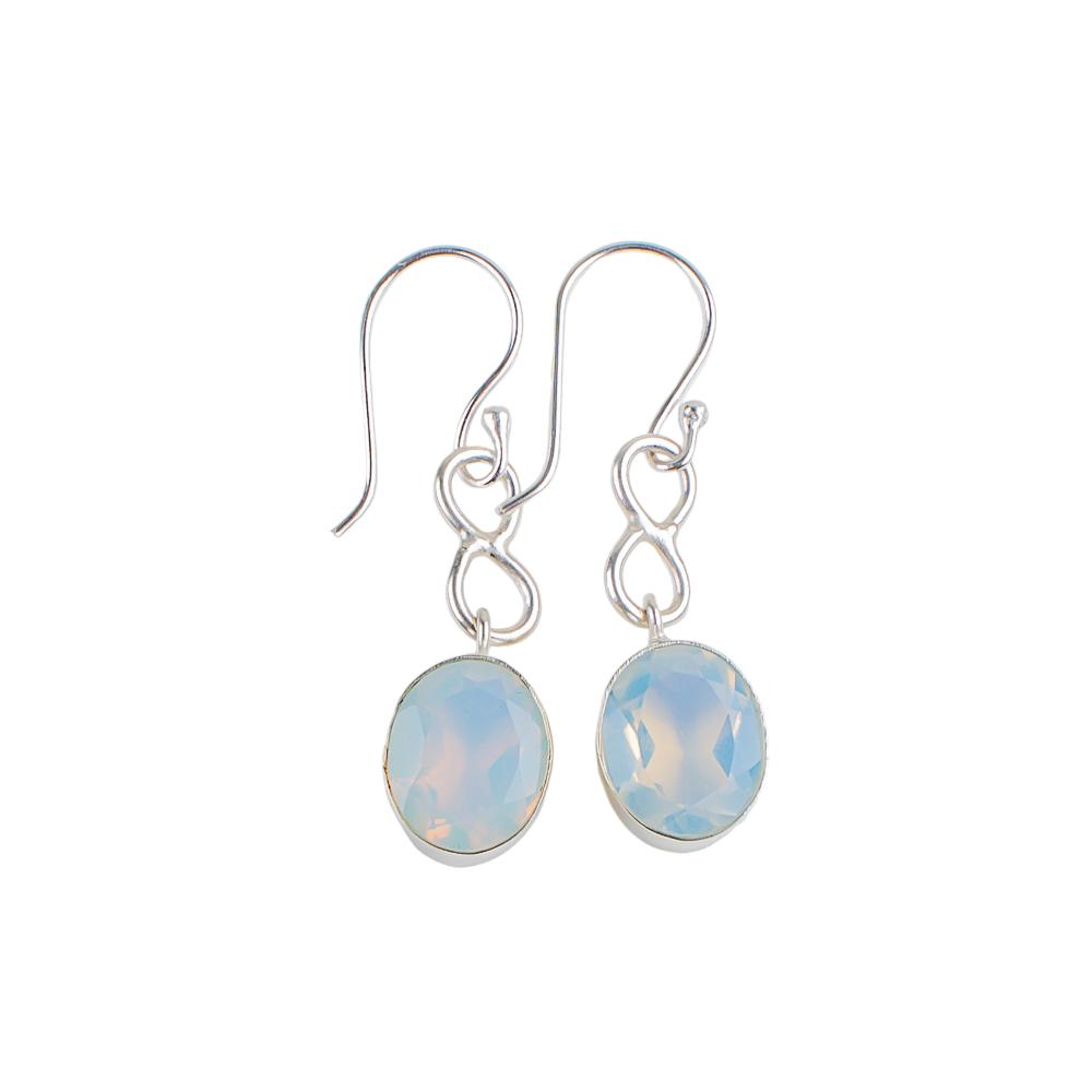 Natural Milky Opal Gemstone 925 Sterling Silver Handmade Jewelry Earrings 1.60" EE-12-16