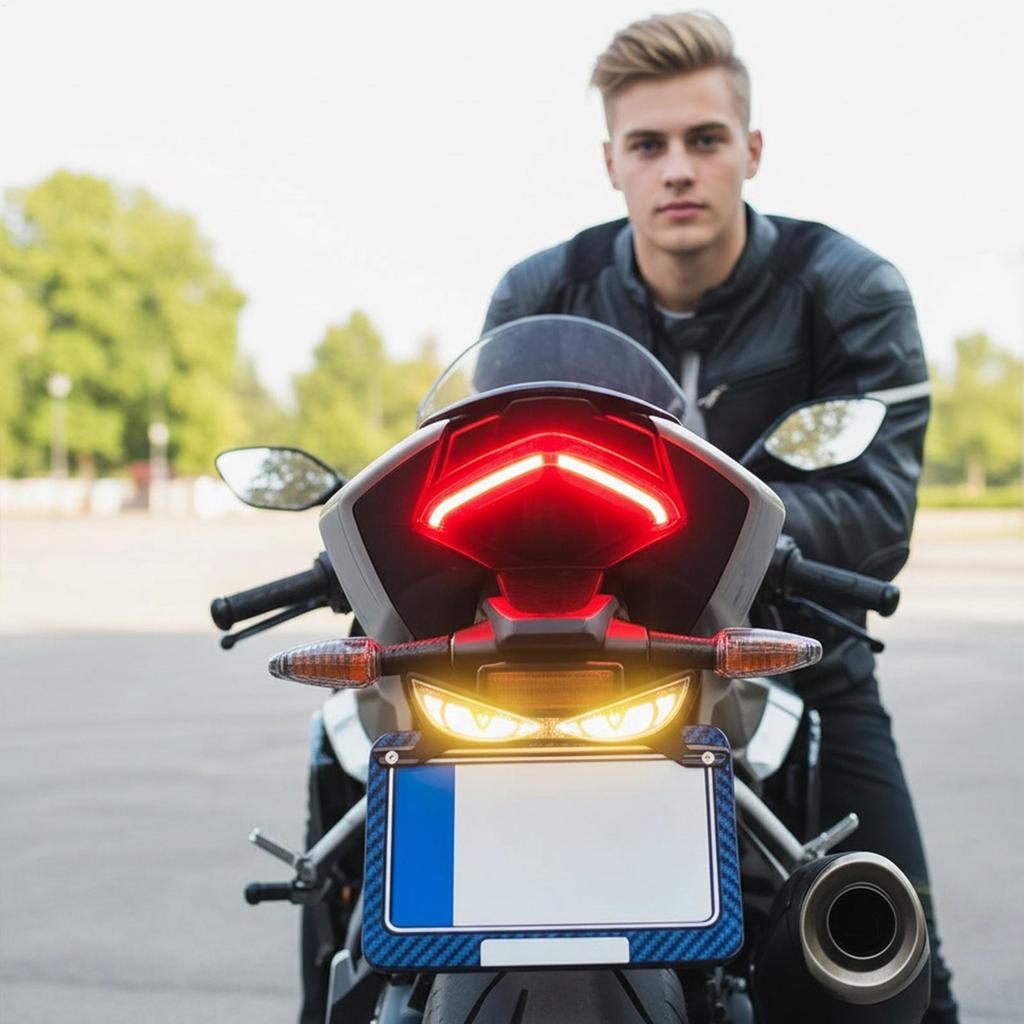 Motorcycle Brake Light Eye Shape License Plate Safety Lamp License Plate Rear Lights Waterproof And Dustproof Decorative Ligh