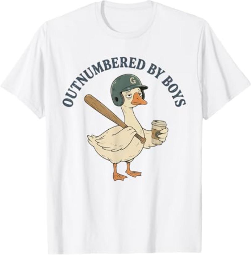 Funny Boy Mom Goose Mothers Day Outnumbered By Boys Baseball T-Shirt XL