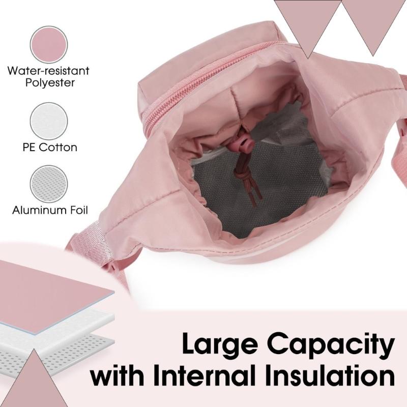 Insulated Water Bottle Holder With Adjustable Strap and Phone Pocket Thermal Cup Carriers Bag For Walking Hiking Commuting