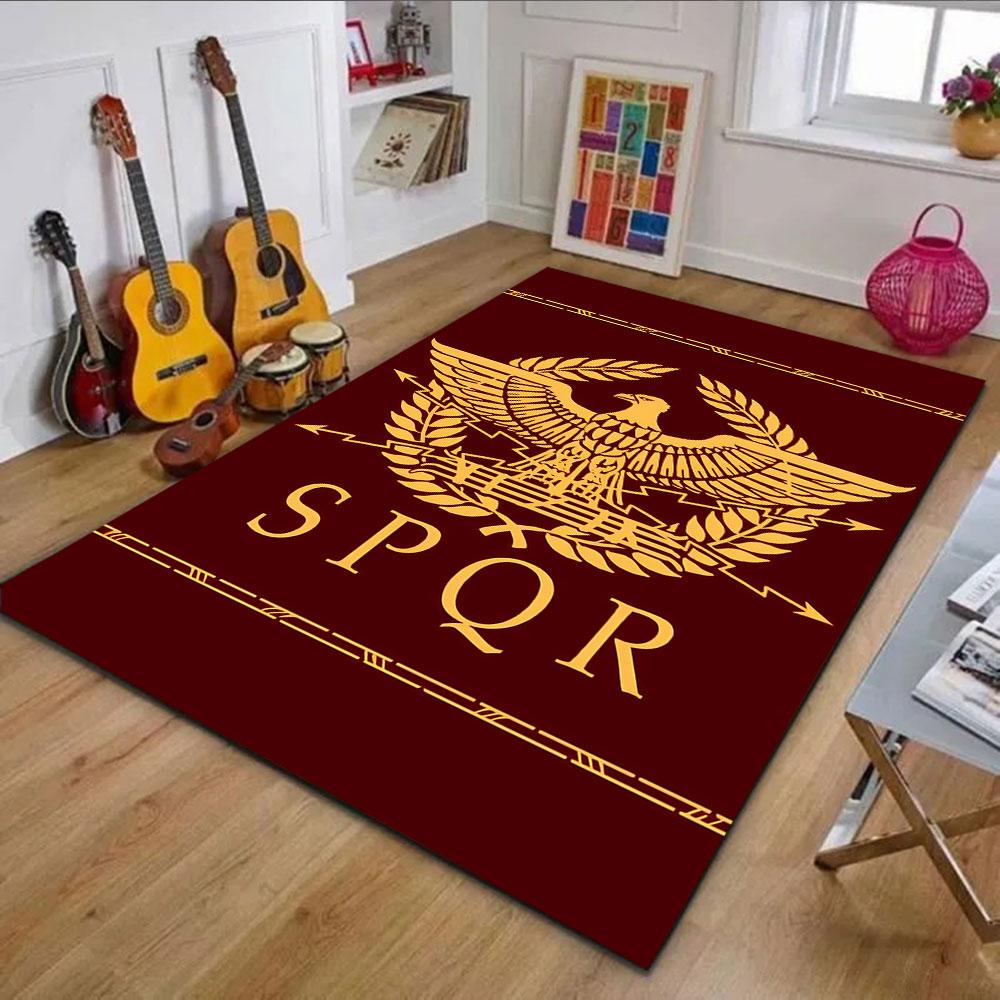 Roman Eagle Emblem with SPQR Design Patterned Carpet, Non Slip Mat Suitable for Living Room and Bedroom Sofas
