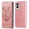 For Samsung Galaxy S25 Edge Stand Case Lucky Deer Imprinted Magnetic Closure Leather Wallet Phone Cover