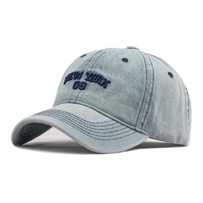 Vintage Washed Denim Baseball Cap Men Women New York Letter Embroidery Soft Top Sun Hat Peaked Cap Summer Outdoor Fashion Dad HatVintage Style