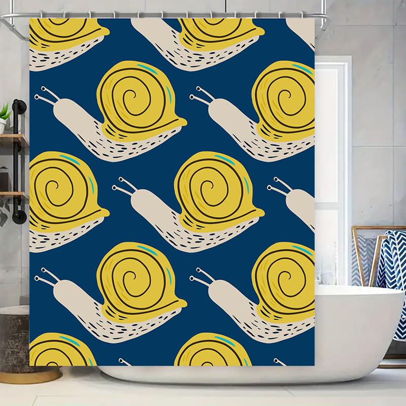 

Blue Snail Print Shower Curtain Bathroom Decor Waterproof Fabric Available In Various Sizes For Home Use W60H190(CM)-1 Pcs