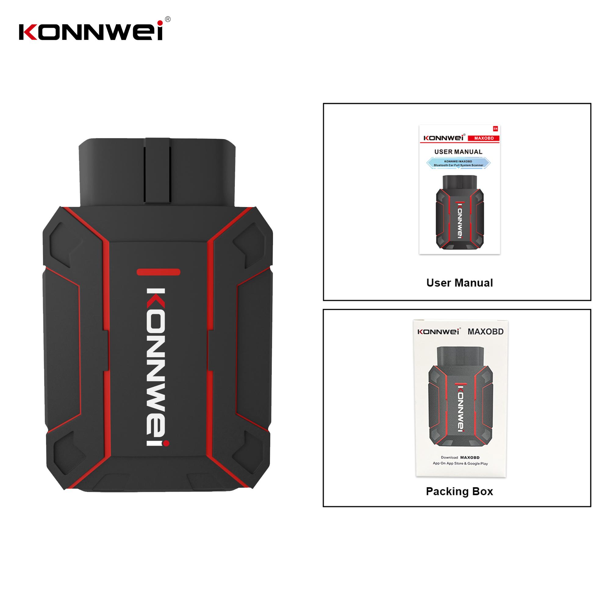 KONNWEI MAXOBD Full System OBD2 Fault Scanner Bluetooth 5.2 Car OBDII Diagnostic Tool 41+ Dedicated Data Stream for iOS Android KONNWEI MAXOBD