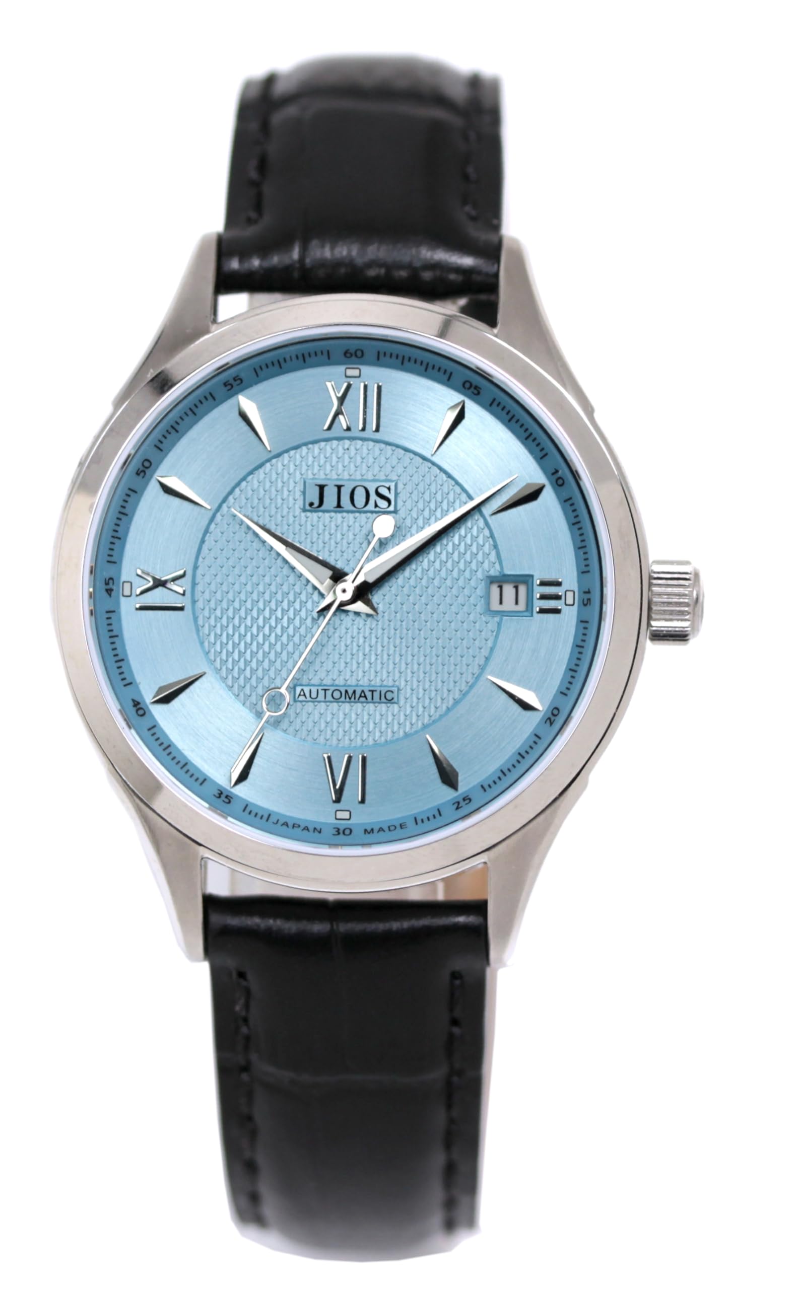 

JIOS automatic domestically genuine leather MADE IN sapphire glass Blue x black crocodile embossed [JIOS] Japanese-made watch, watch, produced, men s,