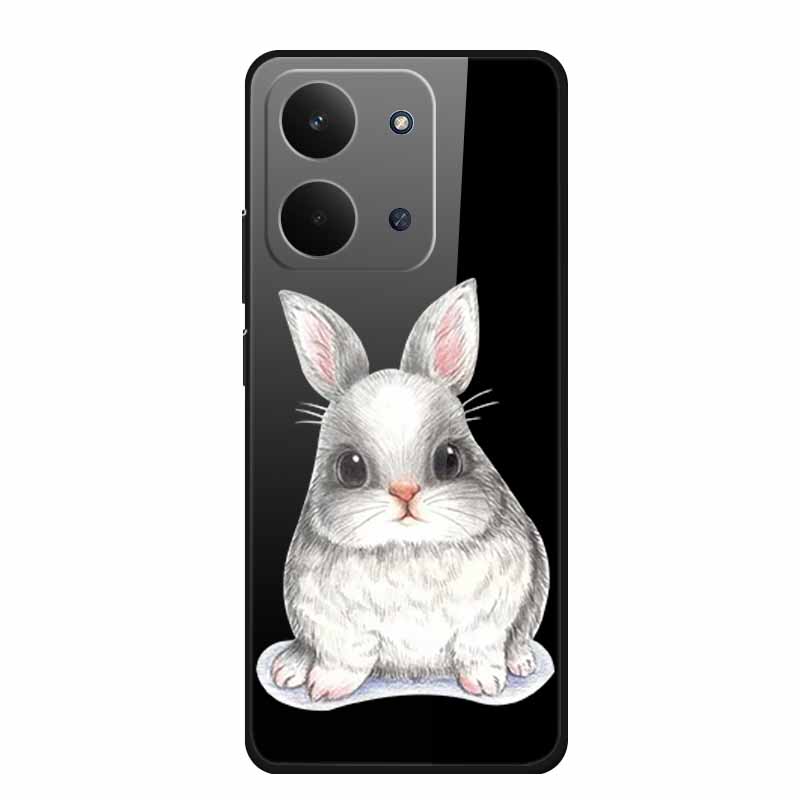 Glas-Rückseite für Redmi 15C 4G Hülle 15 C Niedliche Cartoon-Hülle aus hartem gehärtetem Glas mit weichem Stoßfänger für Redmi 15C Hüllen Coques Fundas