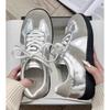 Silver Sneakers Women's Summer Lace Color Matching German Training Shoes Ballet Platform White Shoes Casual Round Head Board Shoes