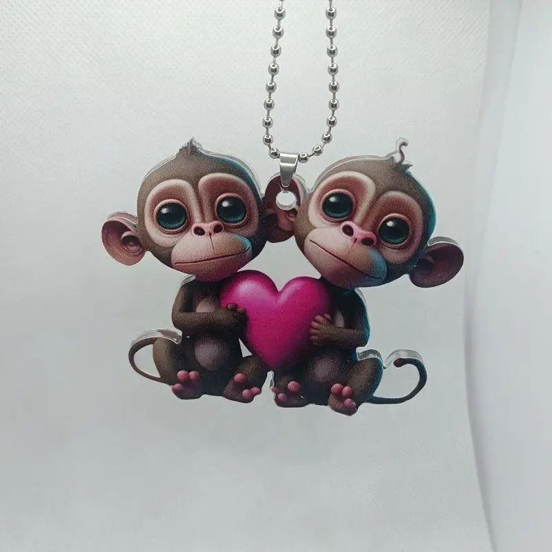 Acrylic Whimsical Pig Rearview Mirror Hanging Decoration Fun Car Interior Accessory