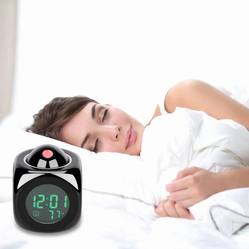 1Pc Projection Alarm Clock Ceiling Display Snooze Table Clock Voice Multifunction Digital Projection Clock Temperature Display