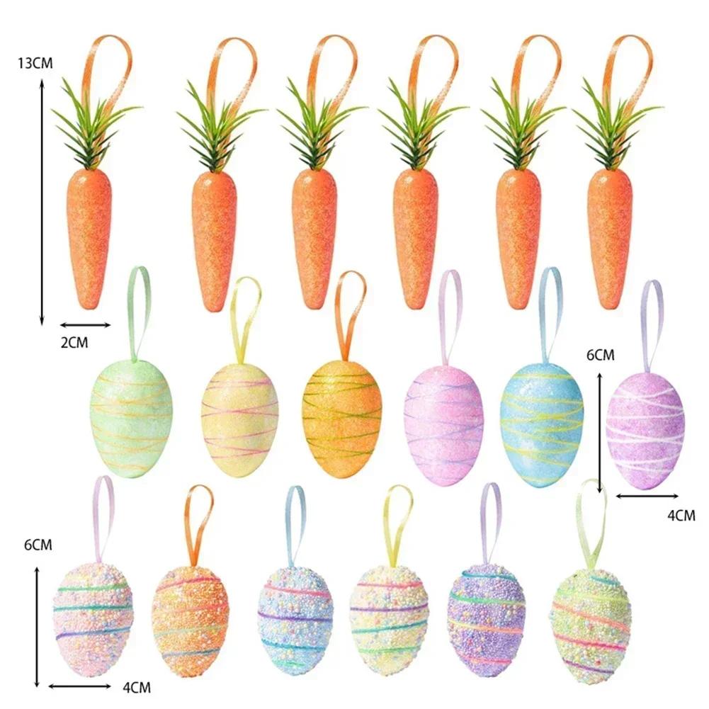 For Decorating Trees As Shown Easter Hanging Ornament Foam Egg And Carrot Pendants Accessory Colorful Carrot Pendant
