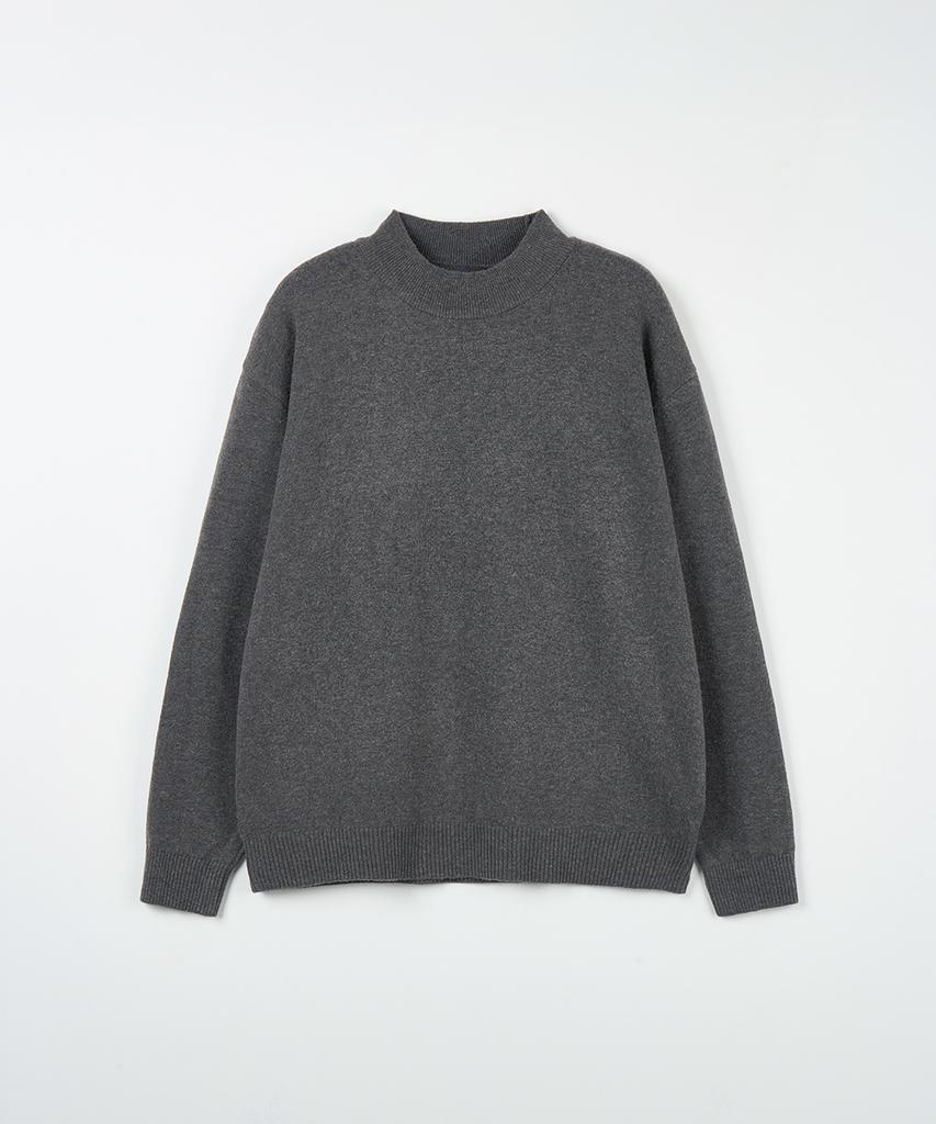 NODU Mock Neck Half Turtleneck Knit [Gray]
