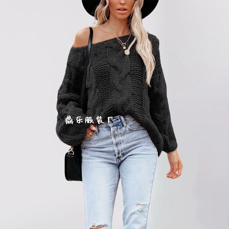 Autumn and Winter New Large Size Loose Knitted Sweater European and American Women's Clothing Crew Neck Fashion Pullover Sweater