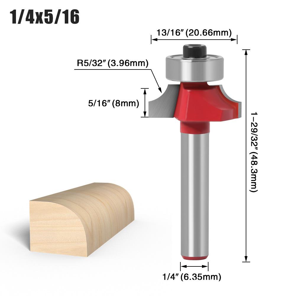 Woodworking Bearing Round Corner Cutter Trimming Machine Cutter Head Chamfering Slotting Engraving Woodworking Cutter Gong Cutter 1/4 Handle 6 Handle