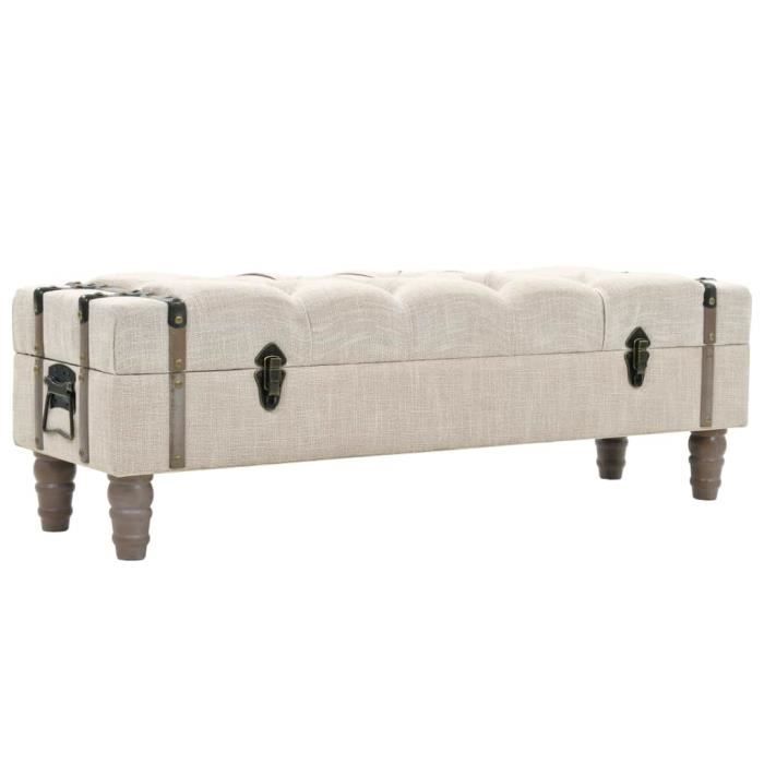 VidaXL Storage Bench Solid Wood and Steel 111 X 34 X 37 Cm