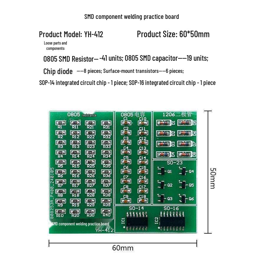 SMD Component Soldering Practice Board Kit – DIY Electronic Training for Electricians