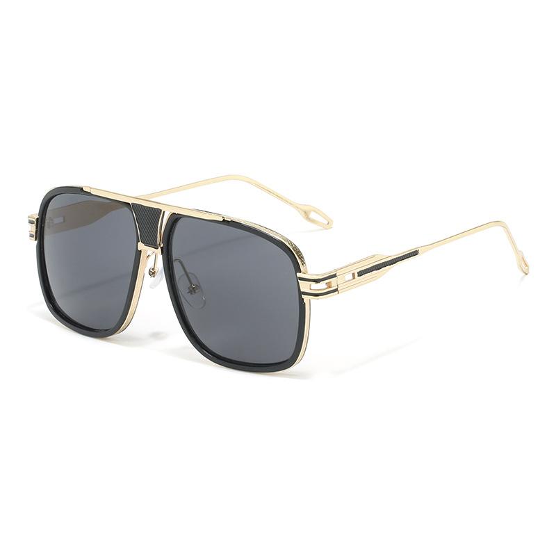 European, American and Japanese trends Men's and women's sunglasses Fashion retro metal large frame Couple toad glasses Round face ink
