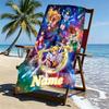 Custom Name Personalized Sailor Moon Print Beach Towel, for Trip Camping Beach Party Home Decor, Birthday Gift for Family & Friends