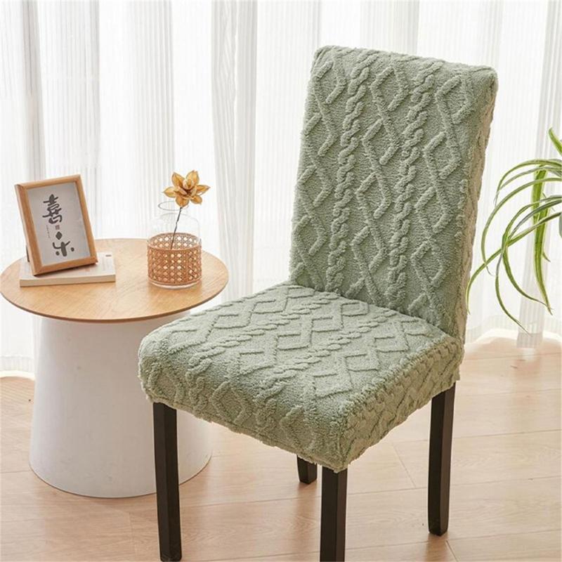Thicken Plushes Dining Chair Cover Jacquard Stretch Chair Seats Slipcovers Soft Warm Chairs Covers for Kitchen Living Room