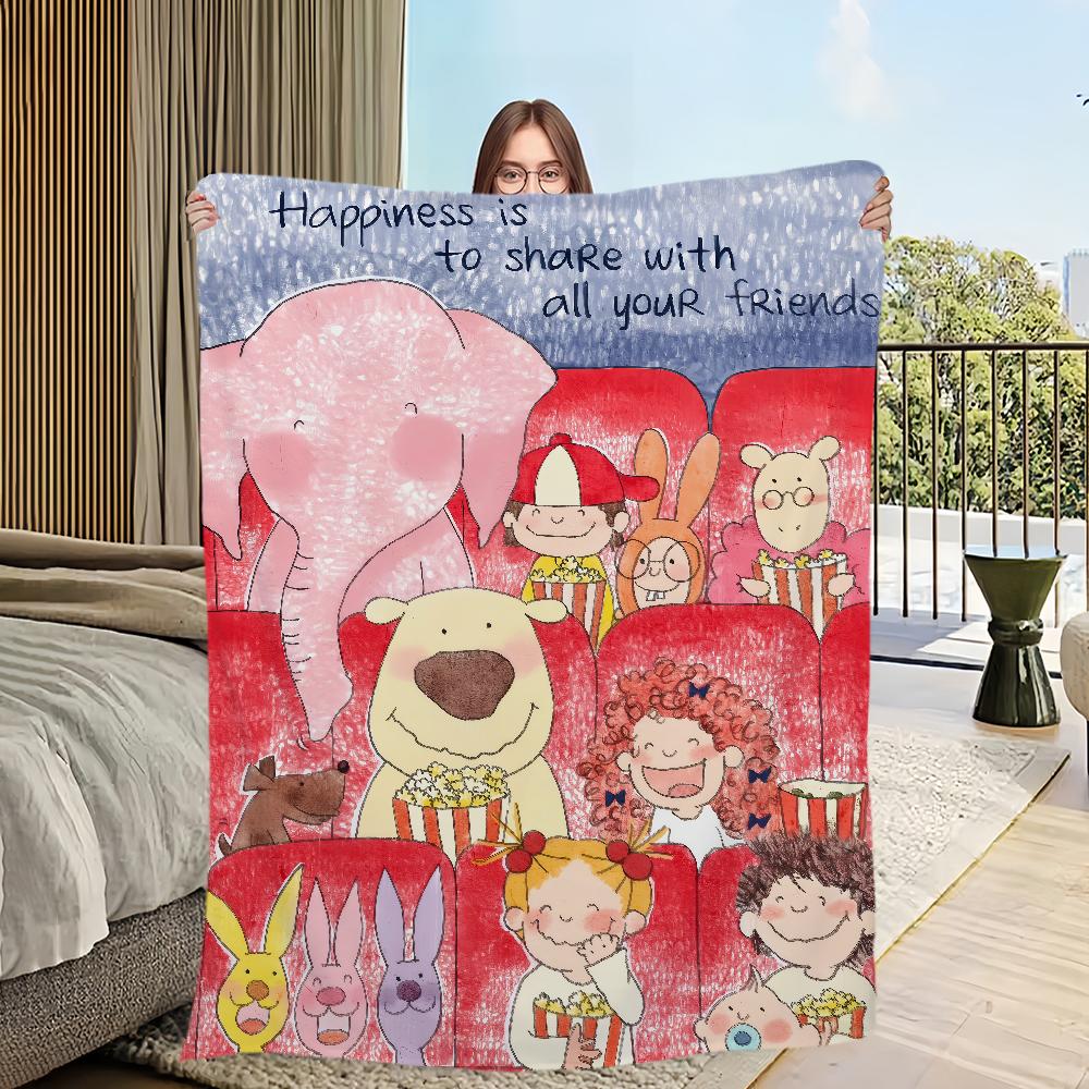 Cute Cartoon Funny Girl Art C-coco Chan Flannel Warm Comfort Soft Plush Blanket for Sofa Living Room Office Bedroom Travel Gift