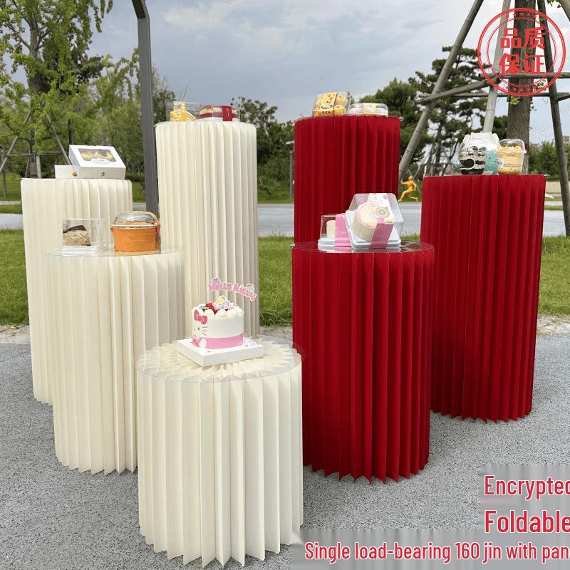 Wedding & Event Origami Dessert Display Stand - Round Foldable Columns for Cakes and Ornaments