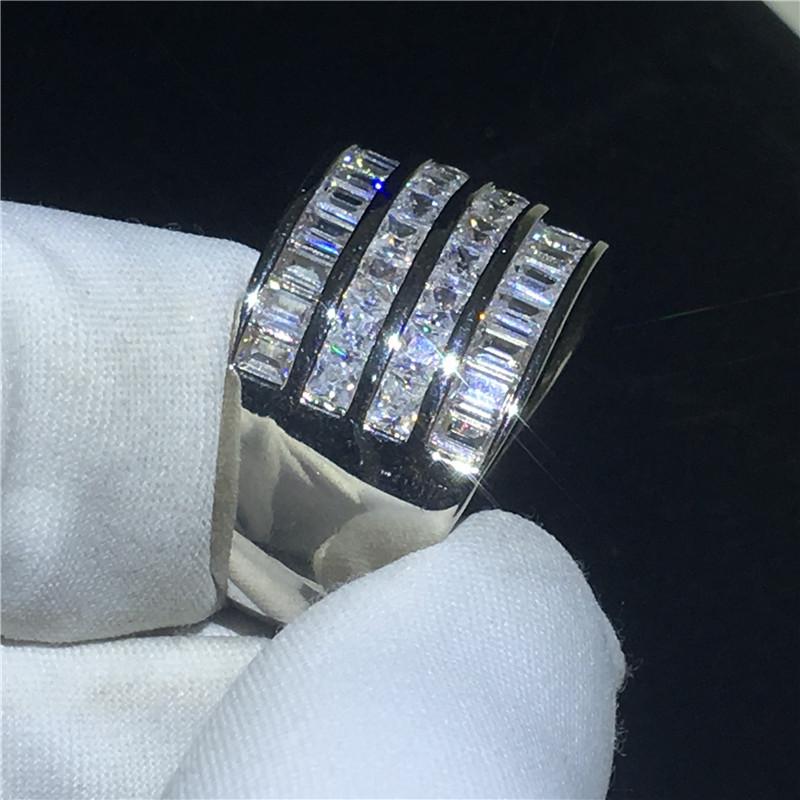 Vintage Magnificent Ring Silver Color Promise Aaaaa Zircon Cz Engagement Wedding Band Rings For Women Men Finger Jewelry