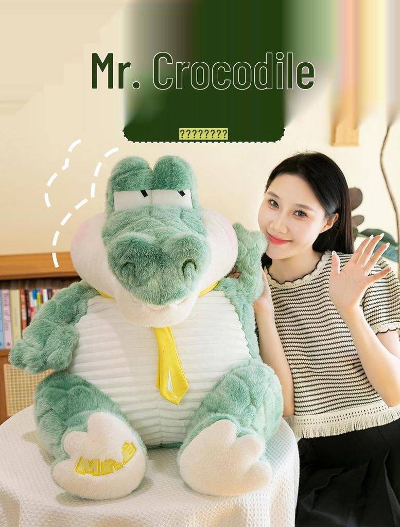 Mr. Crocodile Plush Toy - Cute Large Sleeping Pillow for Kids