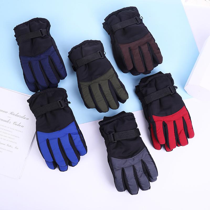 

Cold-proof warm gloves, winter velvet thickened riding men s cycling down cotton adult ski non-slip gloves 13-28cm червоний