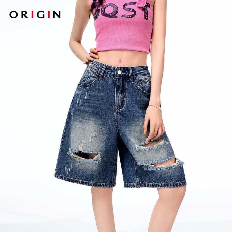 ORIGIN Retro Blue Denim High-Waist Pants XS