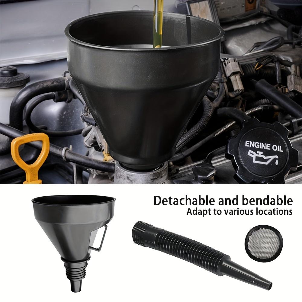 1pc Car Fuel Funnel with a Large Diameter And Filter Mesh, Suitable for And Motorcycles, Can Be Used for Engine Oil And Gasoline, Retractable And Port