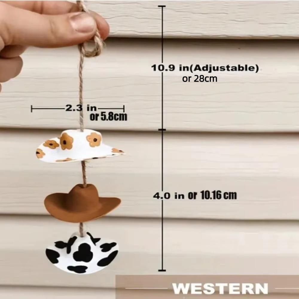 Cow pattern Car Pendant Mini cap Cowboy Hat Car Decoration Rearview Mirror Pendant  Auto Interior