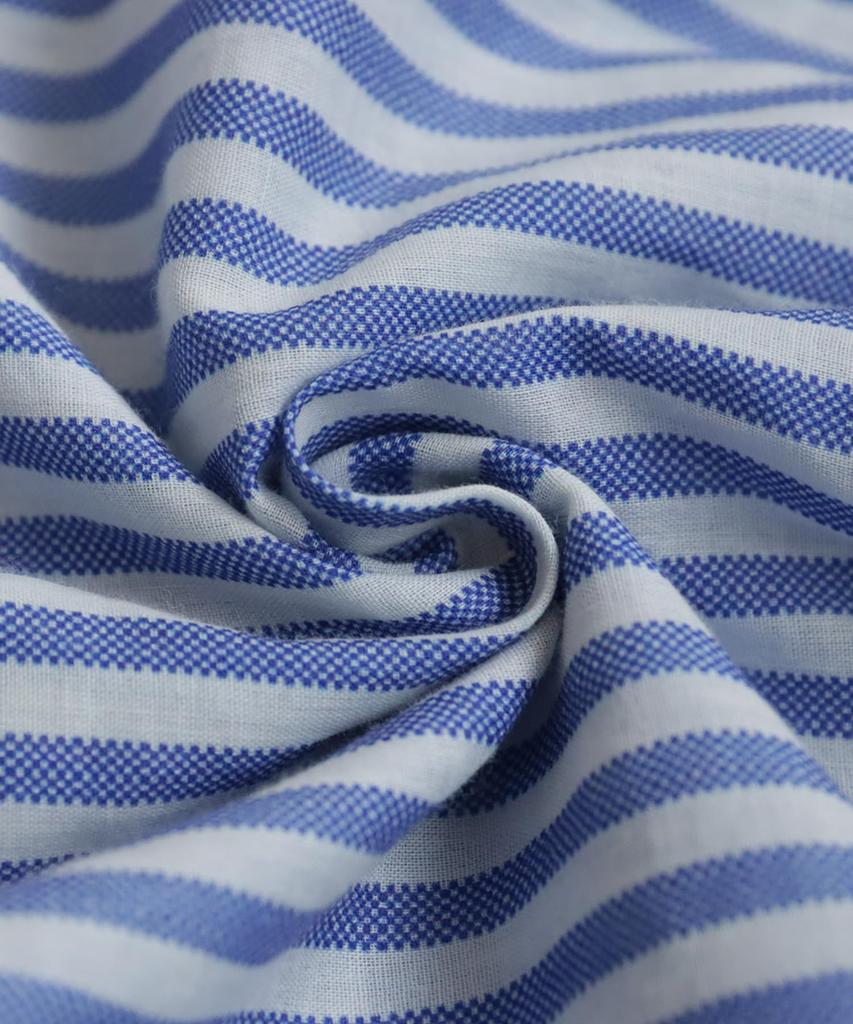 Antiqua Floral Striped Long Sleeve One Size White and Blue Mix Shirt, Women's Top, IYA-00100, 03,