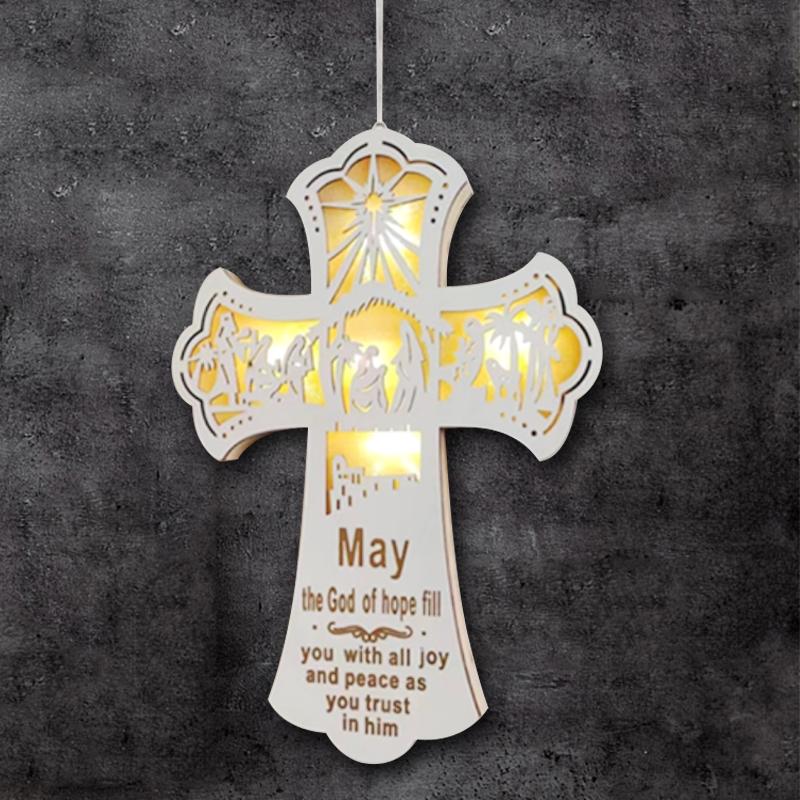 

PDTO 3D деревянный крест светодиодный светильник рождественский настенный декор христианские подарки на пенсию