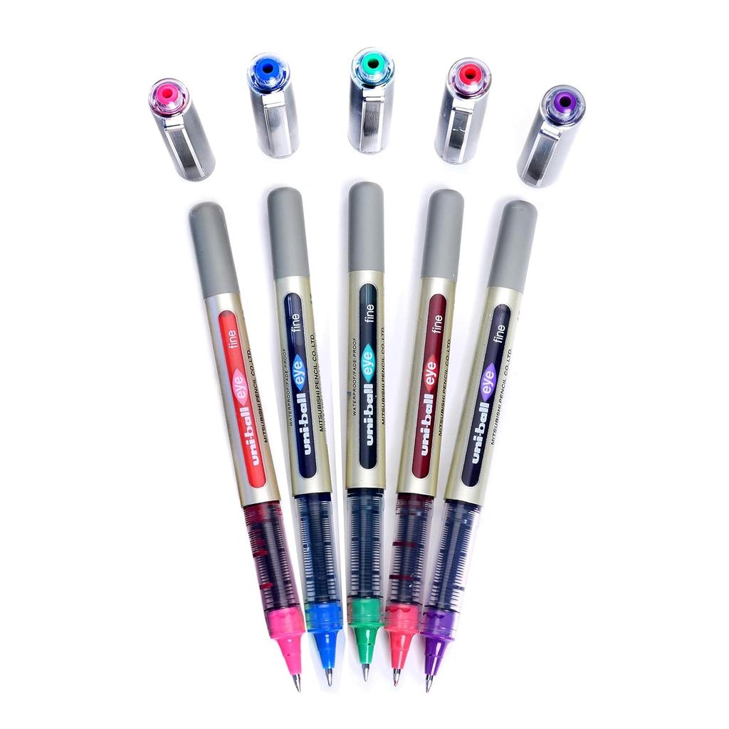 UNI-BALL Eye UB157 Roller Ball Pen 0.7mm Tip, Multicolor Ink, Pack of 5 for Office, School & Home Use