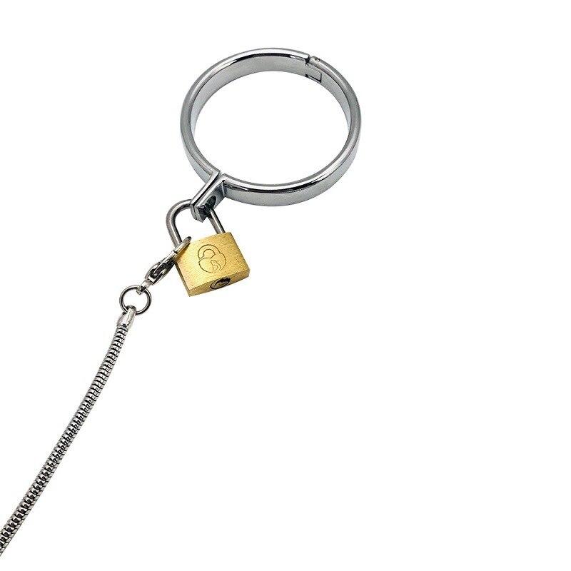 Cock Ring with Chain Penis Ring Stainless Steel Chastity Cage Slave Sex Toy BDSM Urethral Chastity