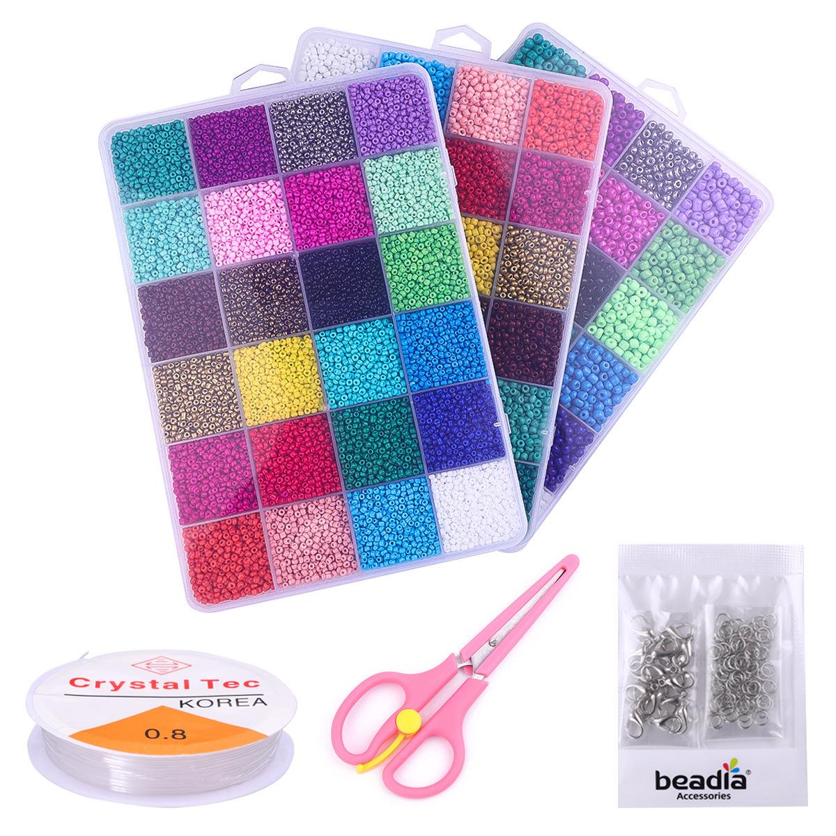 

24-Color Glass Seed Bead Necklace & Bracelet DIY Kit with Lobster Clasp