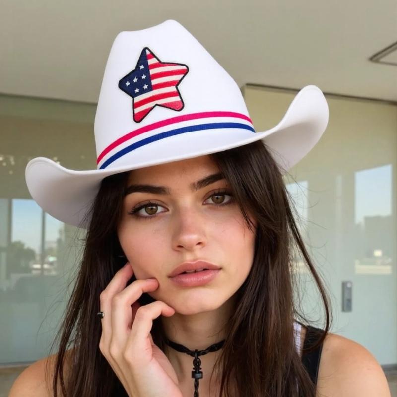 Independence Day Denims Hat Outdoor Activity Western Hat Sun Protection Hat for Festivals and Outdoor Parties