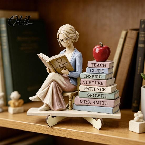 Fine Craftsmanship Decorative Items Wooden Reading Desktop Ornaments for Home Office Decor, Minimalist Figurine, Fashionable Small Creative Art Craft