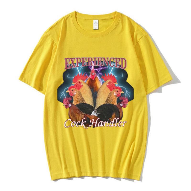 Funny Professional Cock Handler Chicken and Rooster Graphic T Shirt Men's Casual Cotton Oversized T-shirts Harajuku Streetwear