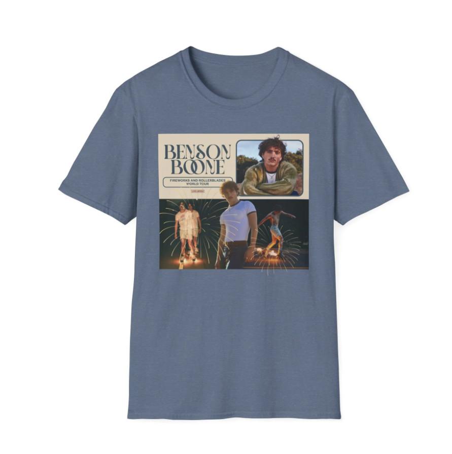 

Benson Boone Fireworks and Roller Blades Tour 2024 Unisex T-shirt S-5XL Unisex T-Shirt XXL