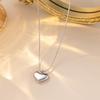 Smooth Love‑Pendant Titanium‑Steel Collarbone Chain, Simple Light‑Luxury Niche Versatile Heart‑Shaped Women Necklace