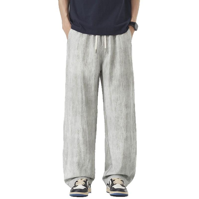 Summer thin breathable tie-dye casual pants men's versatile straight pants ice-feeling loose wide-leg pants wholesale