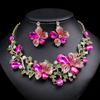 European and American Necklaces, Earrings, Two-piece Set, Colorful Flowers, Bride Retro High-end Design, Multi-color Optional
