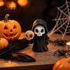 Durable 3D Printed Figures 9Pcs Grim Reaper Figurines, Cool Skull Skeleton Statues, Gothic Dark Halloween Ornaments Decoration for Bedroom Home