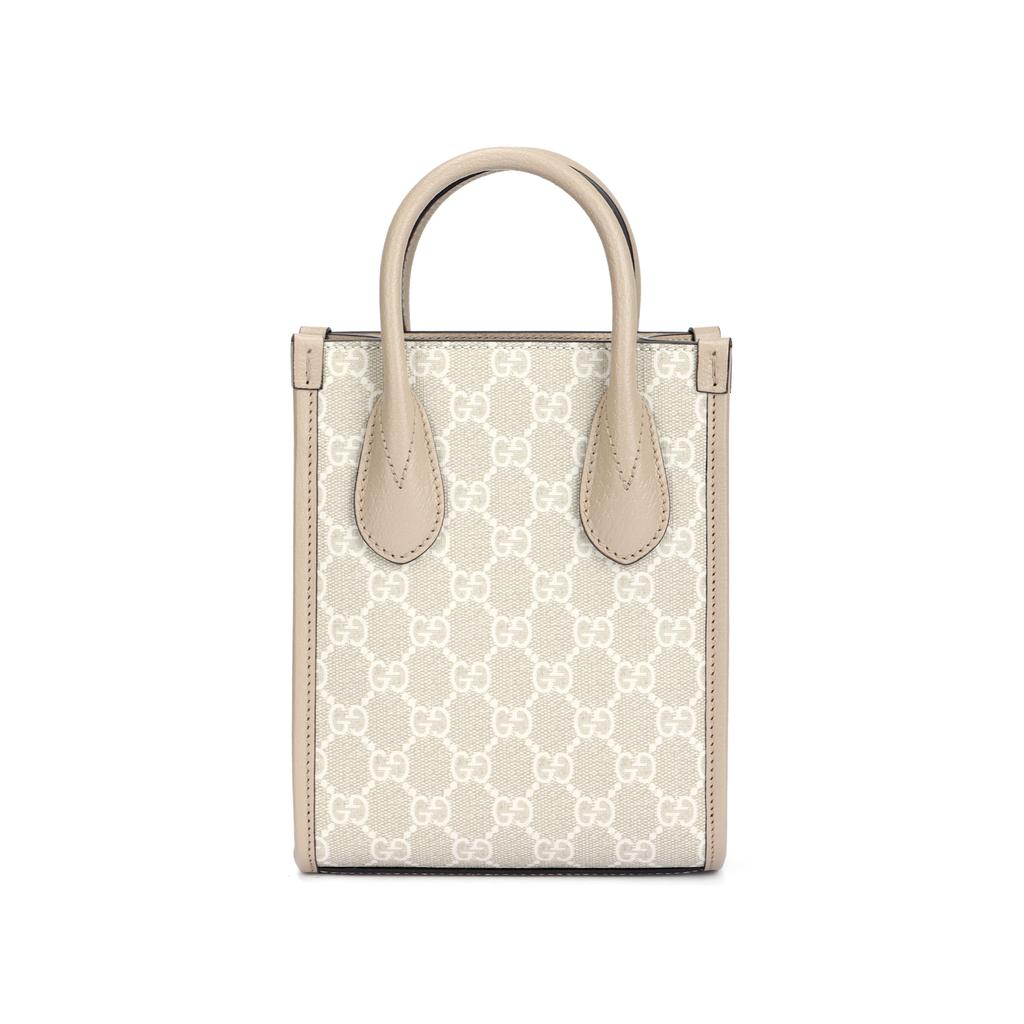Gucci Vintage Logo Detachable Shoulder Strap Canvas And Leather Tote Bag Unisex Tote Bag White Beige 671623-UULBT-9683
