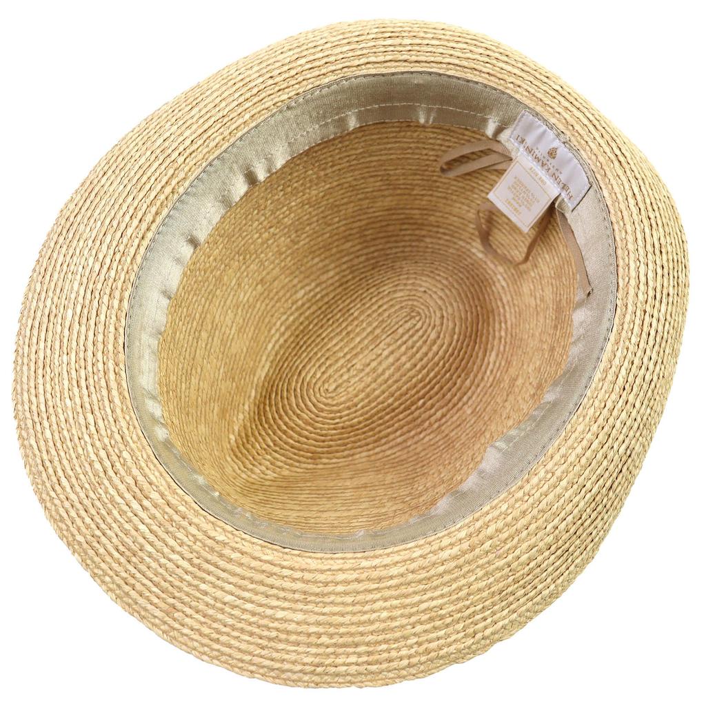 Great HELEN KAMINSKI Hat AVARA Logo Metal Grosgrain Ribbon Straw Hat Natural Women Used