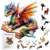 Dragon Wooden Puzzles From Books Irregular Animal Shape Pieces Flat Wooden Puzzles