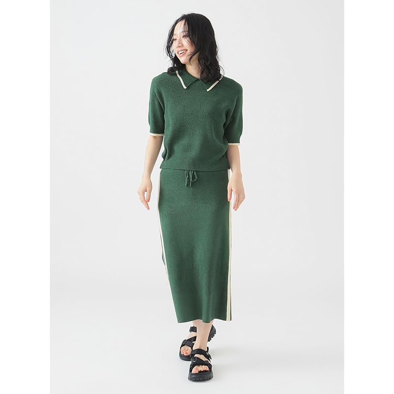 [Beaming life store by BEAMS] S/S Knit/knit vest bouclé knit polo shirt ladies GREEN ONE SIZE