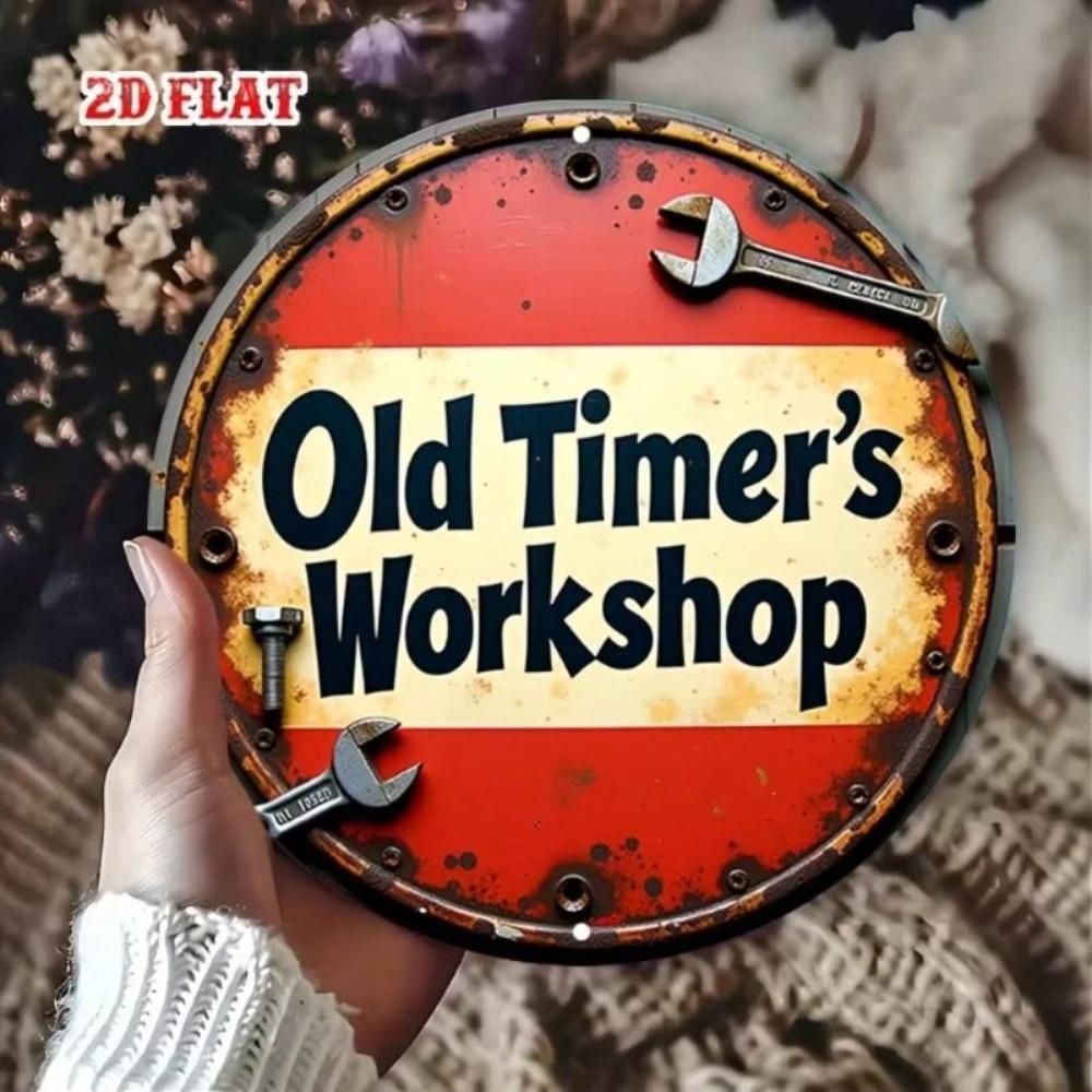 Vintage Metal Round Tin Sign, Rustic Wall Decor for Bar