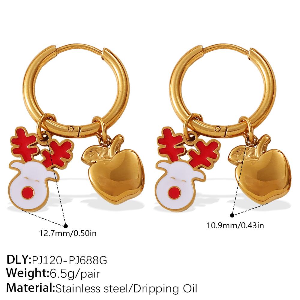 Christmas versatile DIY pendant earrings stainless steel gold-plated atmosphere earrings women